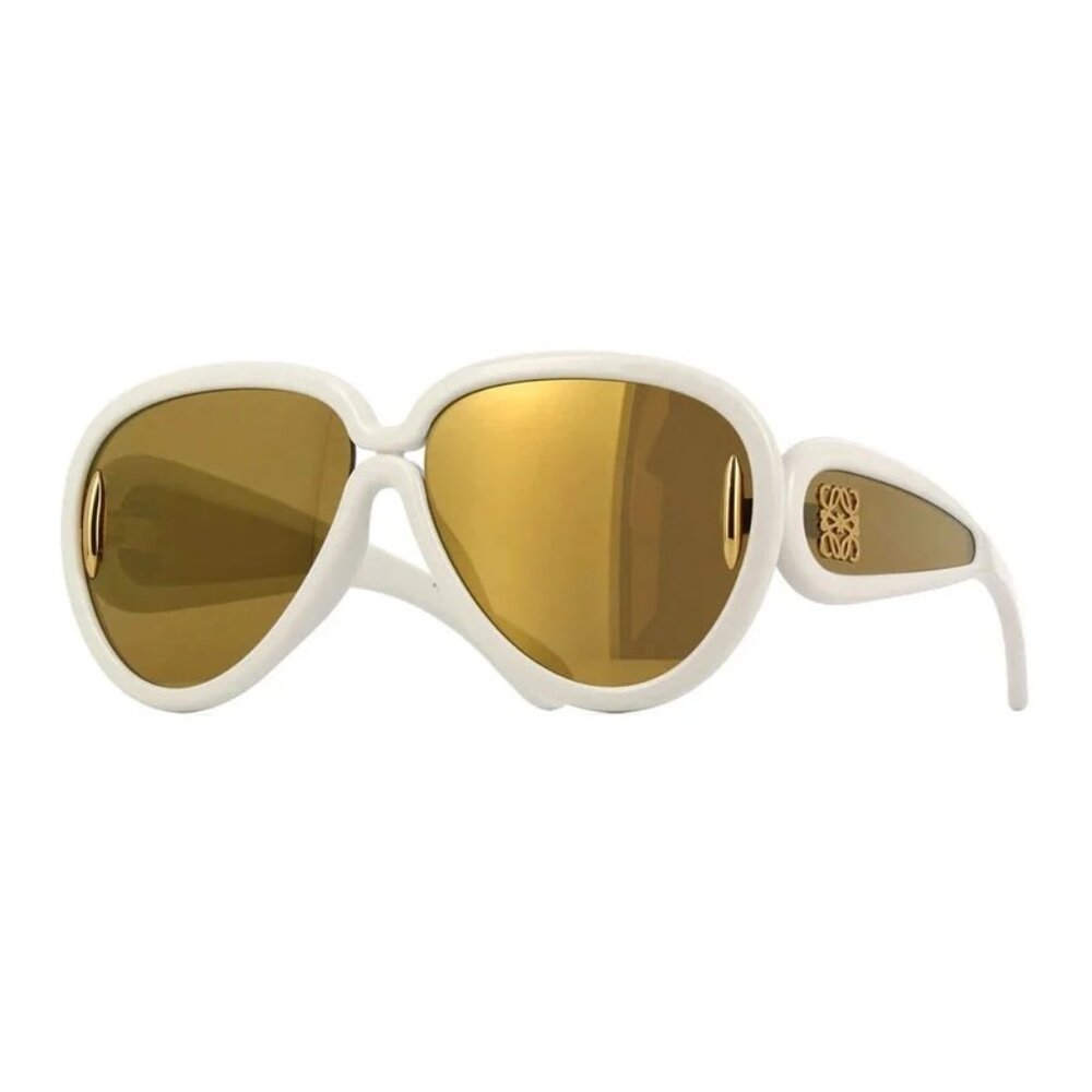 NWT LOEWE SUNGLASSES WOMEN AVIATOR IVORY WHITE BROWN GOLD EYEWEAR LOEWE LW40132I